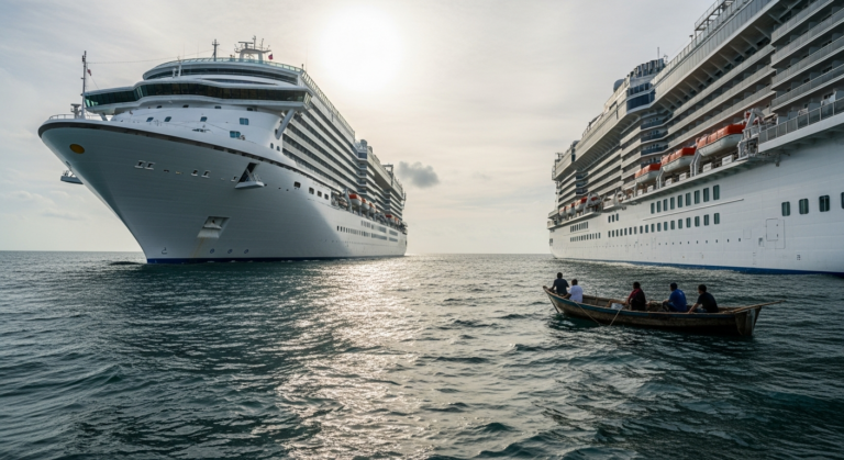 Featured image for: Regal Princess Abruptly Changes Course to Rescue Four People From a Sinking Makeshift Boat in the Gu
