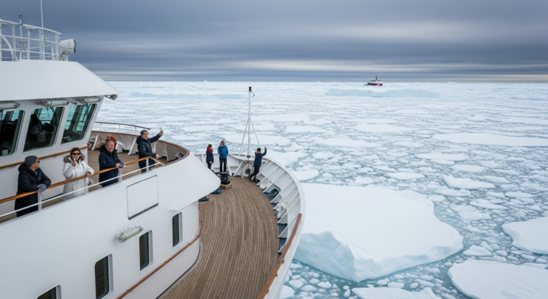 Featured image for: Luxury Cruise Ship Gets Trapped in Antarctic Ice &mdash; Passengers Sip Champagne While the Coast Gu