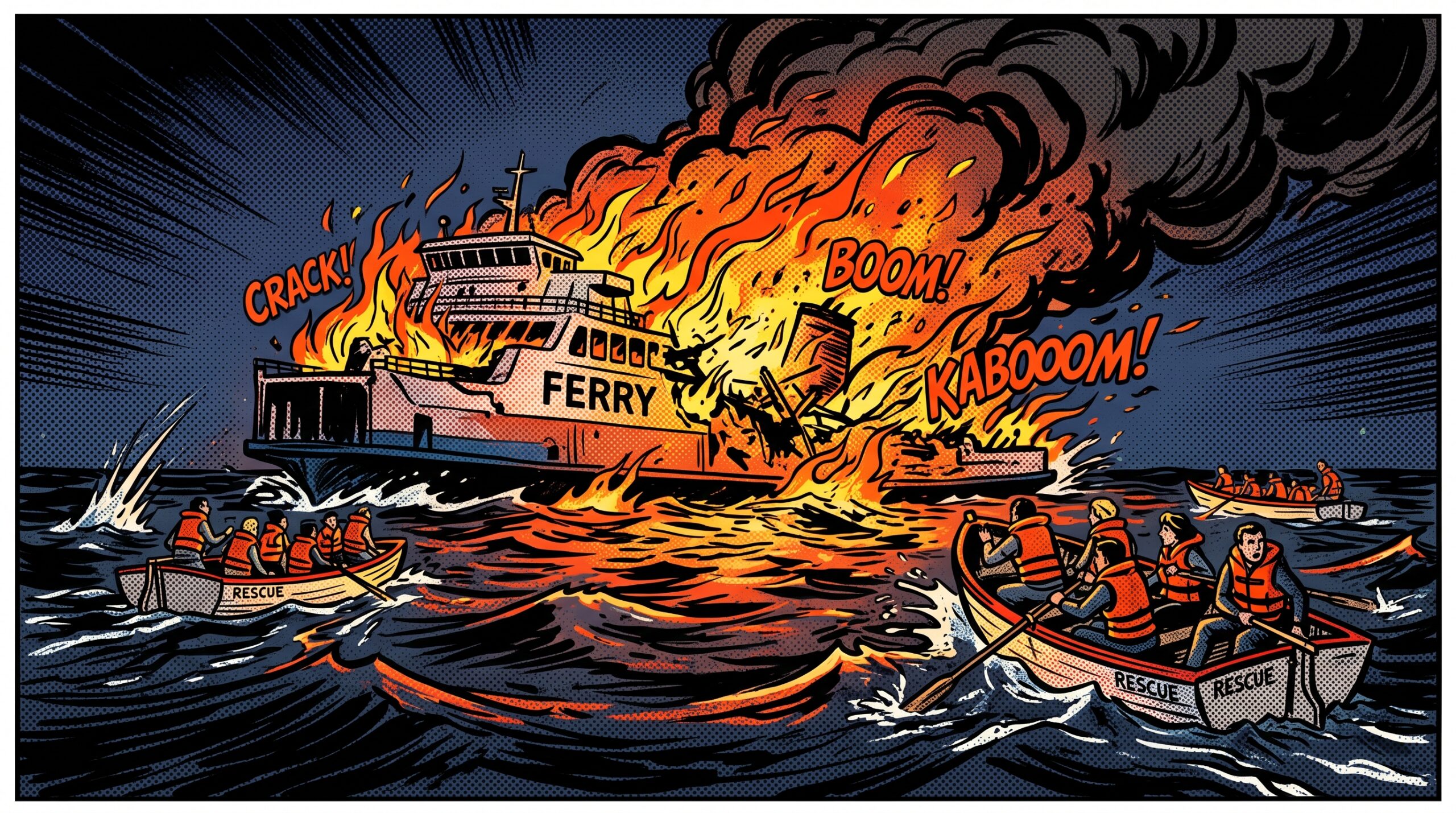 Featured image for: 5 Dead, 41 Missing After Ferry Fire Off Indonesia's Madura Island